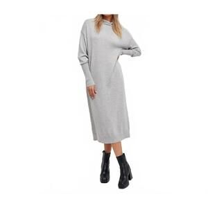 NEW FUN 2 FUN mock neck sweater dress in heather grey